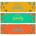 Happy birthday banners collection. Royalty Free Stock Photo