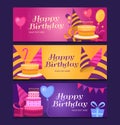 Happy birthday banners collection. Royalty Free Stock Photo