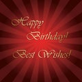 Happy birthday and best wishes - bright red vector greeting card Royalty Free Stock Photo