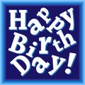 Happy birthday blue greeting card for boys, broken print text, square