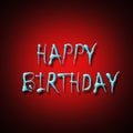 Happy Birthday. Blue neon sign on a red background. Holidays. Lifestyle. Design element. Royalty Free Stock Photo