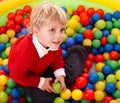 Happy birthday of boy in color balls. Royalty Free Stock Photo