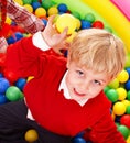 Happy birthday of boy in group color balls. Royalty Free Stock Photo