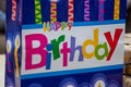 Happy Birthday Bright colored bag for celebrations and gifts Royalty Free Stock Photo