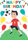 Happy birthday bright greeting card with boy