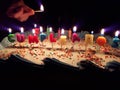 Happy birthday cake with beautiful candles