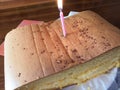 Happy birthday cake with candle