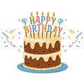 Happy Birthday Cake with candles illustration isolated on a white background Royalty Free Stock Photo