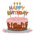 Happy Birthday Cake with candles illustration isolated on a white background Royalty Free Stock Photo