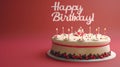 Happy birthday cake with candles on a pink background Royalty Free Stock Photo