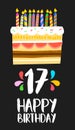 Happy Birthday cake card 17 seventeen year party