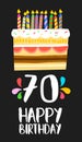 Happy Birthday cake card for 70 seventy year party Royalty Free Stock Photo