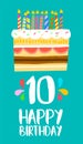 Happy Birthday cake card for 10 ten year party Royalty Free Stock Photo