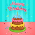 Happy Birthday Cake Illustration at Birthday Party Royalty Free Stock Photo