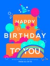 Happy Birthday cake illustration. Birthday card design template Royalty Free Stock Photo