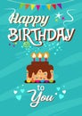 Happy Birthday Cake Illustration Art Print Poster Wallpaper Background Graphic Resources Wall Art Greeting Cards Royalty Free Stock Photo