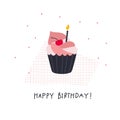 Happy Birthday cake illustration lettering card Royalty Free Stock Photo