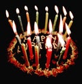 Happy birthday cake and lighted lit candles cell phone background