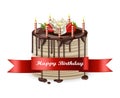Happy Birthday cake Vector realistic. 3d detailed illustrations Royalty Free Stock Photo