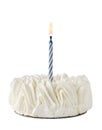 Happy Birthday Cake whit one blue candle Royalty Free Stock Photo