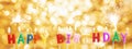 Happy Birthday Candles on Golden Bokeh light background with sparkler Royalty Free Stock Photo