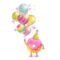 Happy Birthday card background with cute donut.