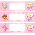 Happy Birthday card background with cute donut.