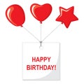 Happy Birthday card with balloons and a greeting sign Royalty Free Stock Photo