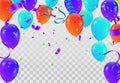 Happy birthday card colorful balloons group and blue balloons , background pattern beautiful colorful illustration