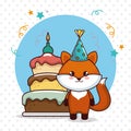 Happy birthday card with cute fox Royalty Free Stock Photo