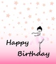 Happy Birthday Card with cute little ballerina
