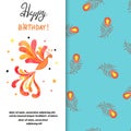 Happy Birthday card design with firebird.