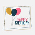 Happy birthday card design with flat color balloons