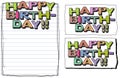 Birthday Card Doodle Font Colors 3D Royalty Free Stock Photo