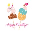 Happy Birthday card. Festive sweet numbers 28. Coctail straws. Funny decorative characters. Vector