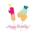 Happy Birthday card. Festive sweet numbers 14. Coctail straws. Funny decorative characters. Vector