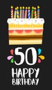 Happy Birthday card 50 fifty year cake