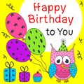 Happy Birthday card with funny owl