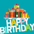 Happy Birthday Card with Gift Boxes. Royalty Free Stock Photo
