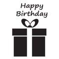 Happy birthday card with giftbox. happy birthday icon on white b