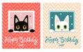 Happy Birthday Card. Happy Birthday Card With Cute Cat. Greeting Card. Royalty Free Stock Photo
