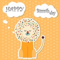 Happy birthday card with lion Royalty Free Stock Photo