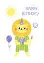 Happy birthday card with lion Royalty Free Stock Photo