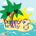 Happy birthday card with monkey.