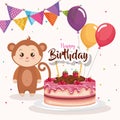 Happy birthday card with monkey Royalty Free Stock Photo