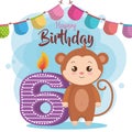 Happy birthday card with monkey Royalty Free Stock Photo