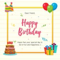 Happy Birthday Card with Paper Background and Party Ornament Royalty Free Stock Photo
