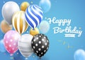 Happy birthday card party with balloons set vector illustration Royalty Free Stock Photo