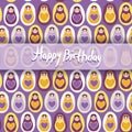 Happy Birthday Card. pattern orange Russian dolls matryoshka on Royalty Free Stock Photo