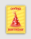 Happy Birthday Card with Red Cone Festive Hat